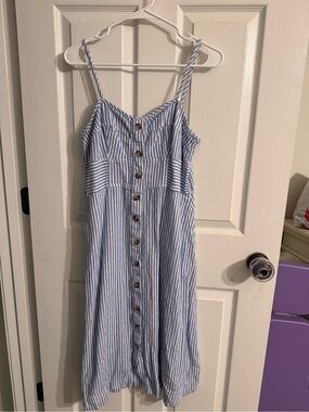 Universal Thread Blue & White Striped Button-Down Sundress